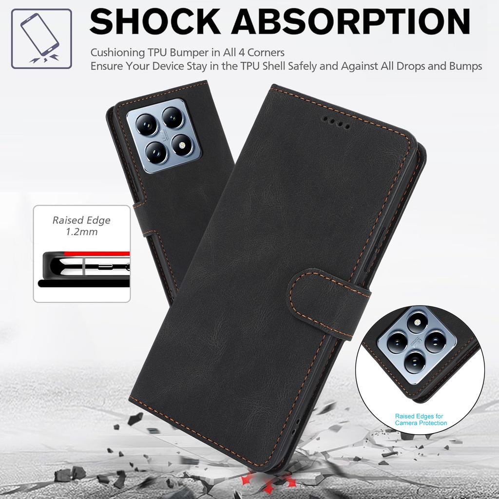 Для Xiaomi 14T Pro Чехол из ПУ кожи Чехол для телефона с кошельком Подставка Вид