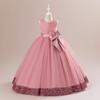 Girls Long Satin Bow Princess Dress Kids Formal Party Gown 8-14 Years Multiple Colors