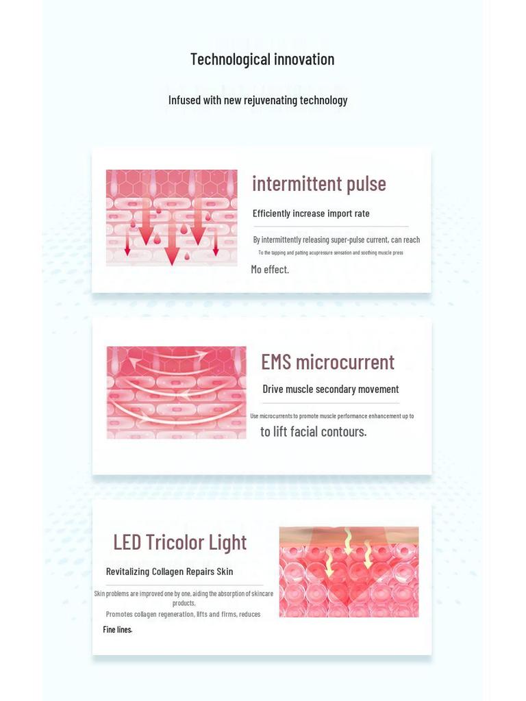 Микротоковый EMS прибор для лифтинга и укрепления лица с горячей/холодной фотонной регенерацией для домашнего использования