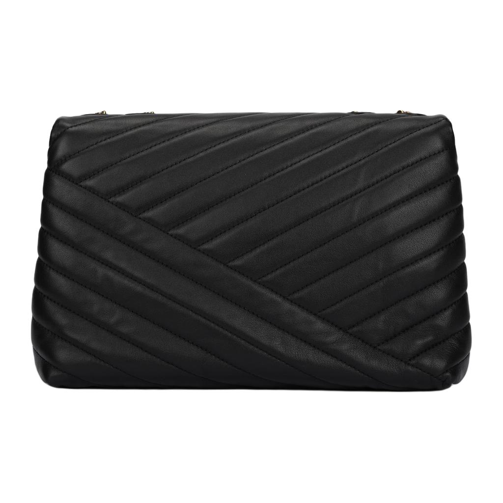Tory Burch Kira Quilted Chain Leather Shoulder Bag Large Women shoulder bag Black Gold 58465-001