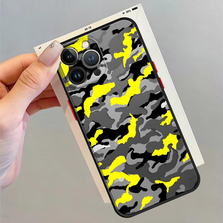 Case for iPhone 17 Pro Max 14 12 XS XR 13 Mini 16 Plus Air 11 7 8 SE 15 Funda Back Phone Cover Camouflage Pattern