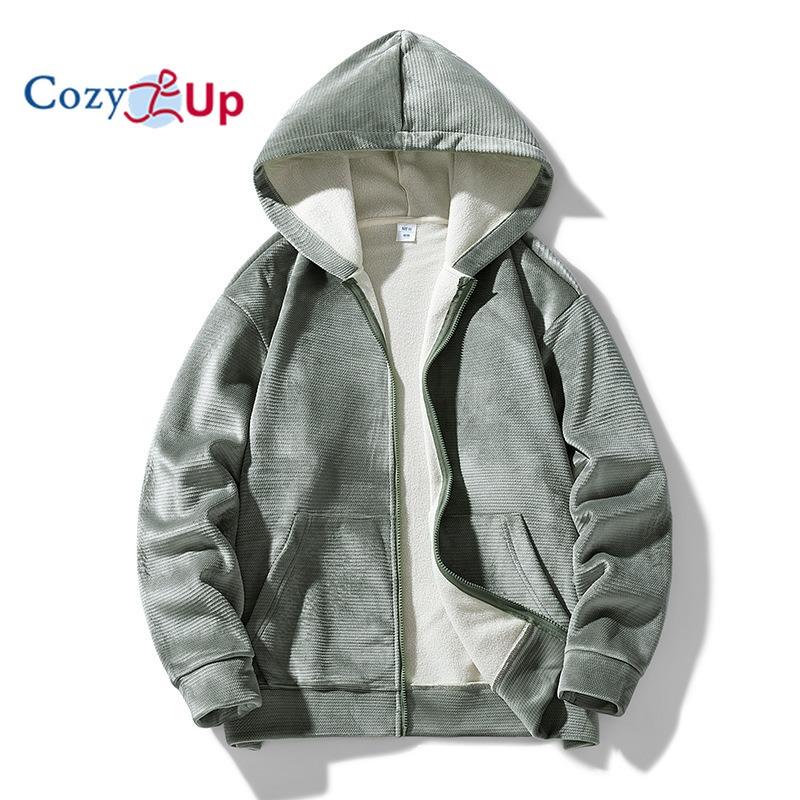 Cozy Up Толстовки для мужчин Толстовка из тяжелого флиса - на толстой подкладке из шерпы на молнии до конца