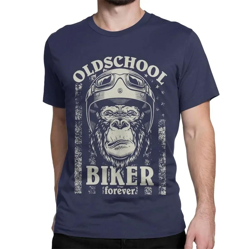 Футболки Old School Biker Motorcycle Bike для мужчин, футболки для гонок, футболка с круглым воротом, хлопковая одежда для подарка на день рождения