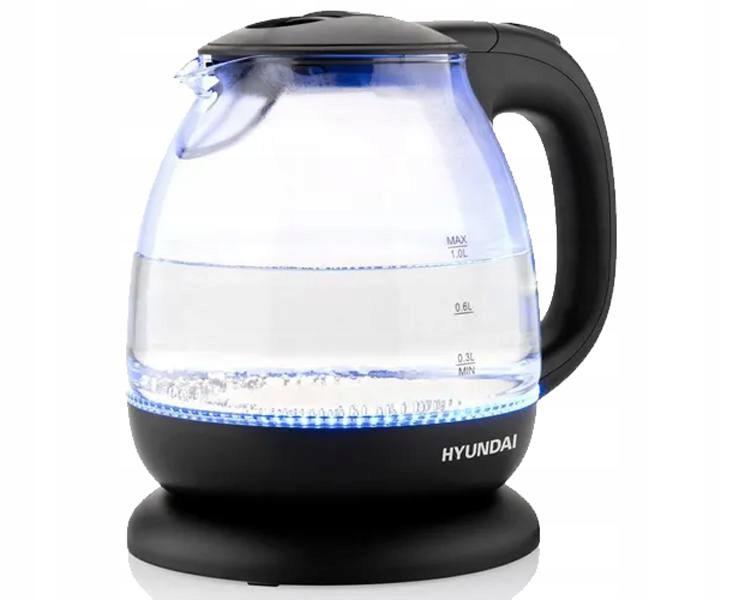 Hyundai Vk101 Electric Kettle 1.0L 1100W Black Glass 1 Pc