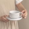 Embossed Ceramic Cup and Saucer Kit Afternoon Tea Tea Set Latte Cup Household Breakfast Cup Simple Style Coffee Cup and Saucer