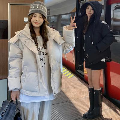 Пуховик женский 2025 зима корейская версия теплый утолщенный хлопковый пуховик студенческий укороченный стеганый пуховик свободный пуховик-хлеб