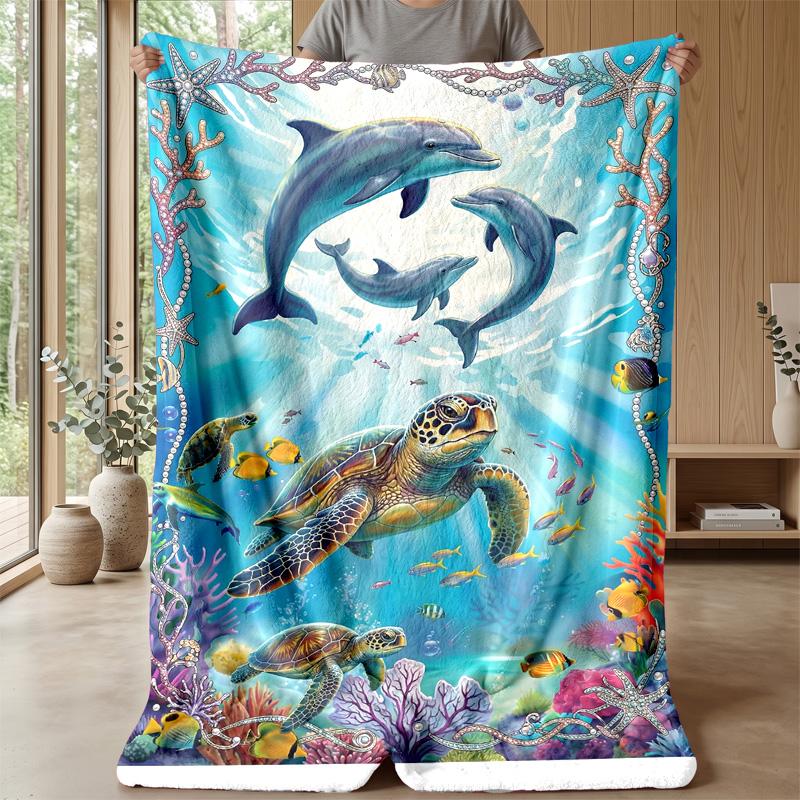 Ocean Life Adventure 38 Theme blanket Lightweight Warm Flannel Blanket Decorative Throw Blanket for Home Decoration