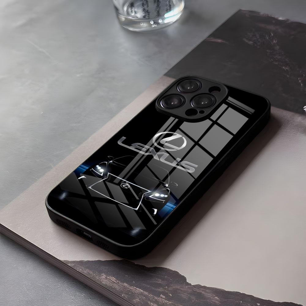 Luxury L-Lexus-S Phone Case For IPhone 17 Air 16 E Pro Max 15 14 13 Mini 12 Pro 11 Max Plus Black Glass CoverKZ1
