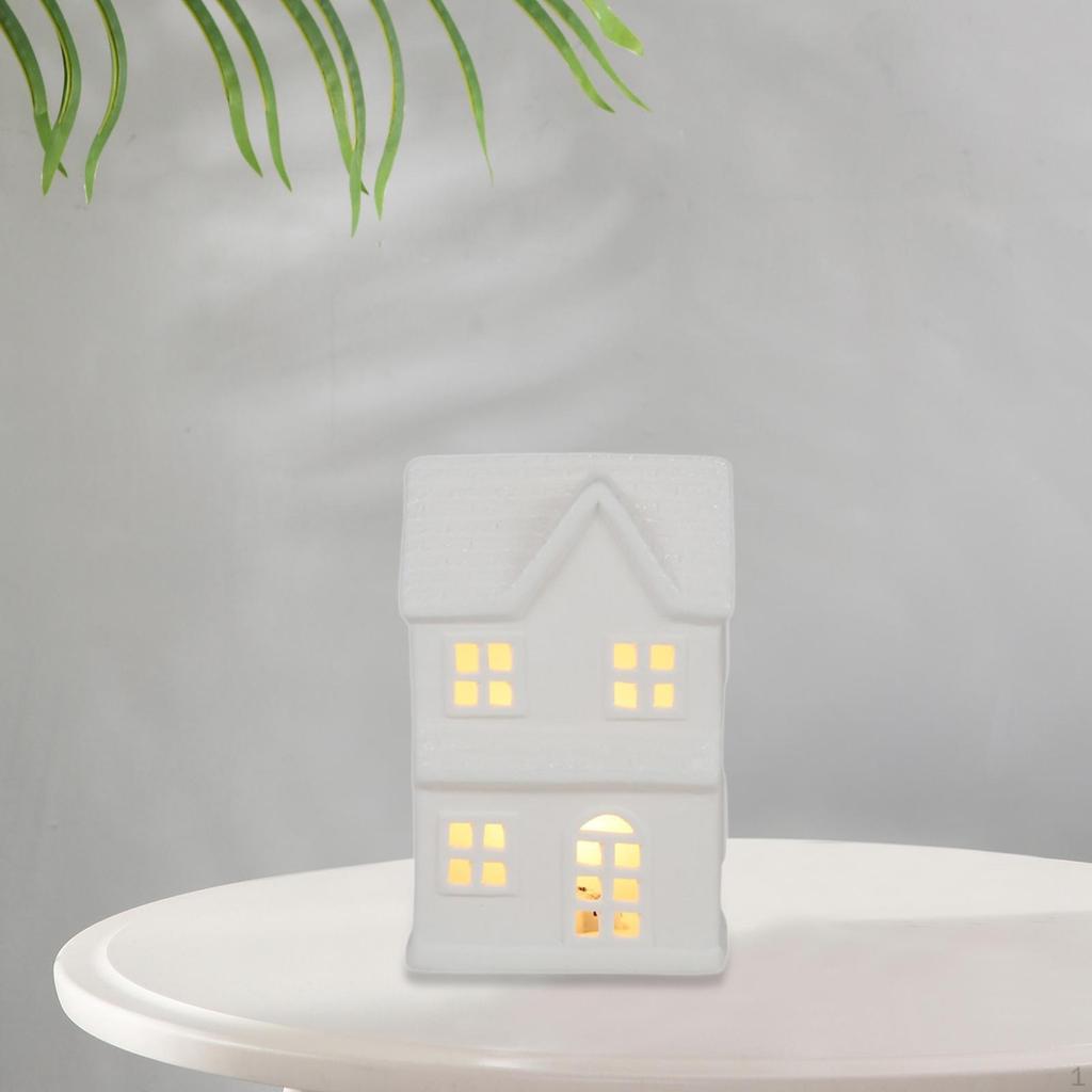 Ceramic Christmas Village Houses Decorations Lighting Warm White Figurines Scene for Xmas