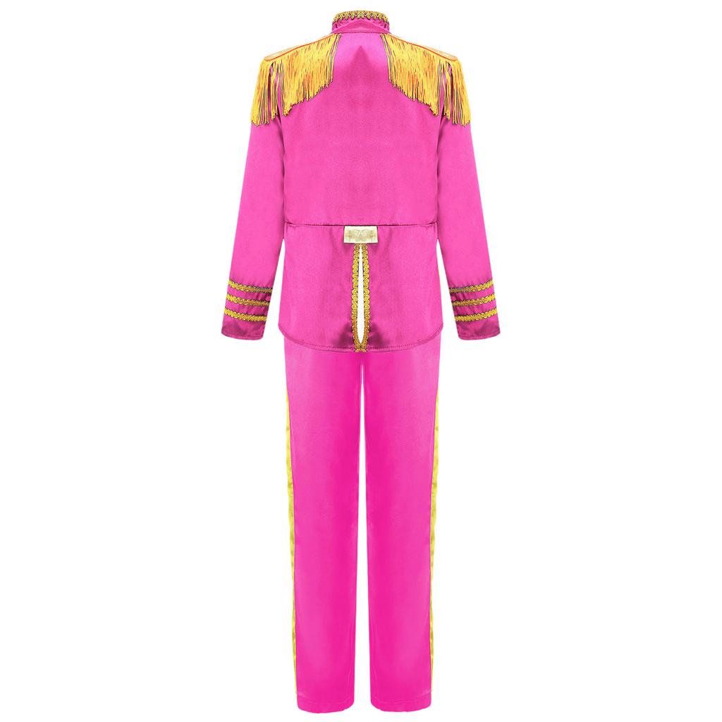 Детский костюм британской звезды 1960-х годов с длинным рукавом, золотым кружевным декором, бахромой, комплект из рубашки и брюк для музыканта рок-группы