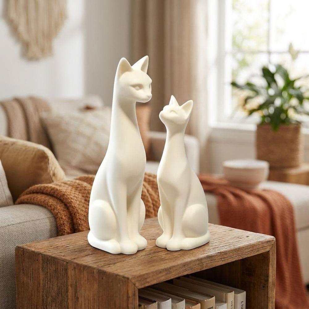 1 Pair Aesthetic Minimalist Cat Statue Minimalist Cat Table Sculpture Living Room
