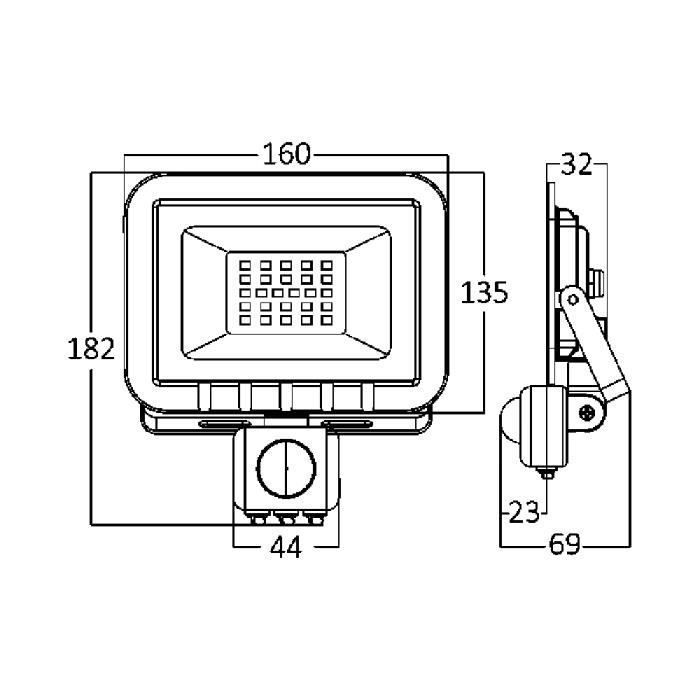 30W IP54 6500K LED Floodlight with Sensor