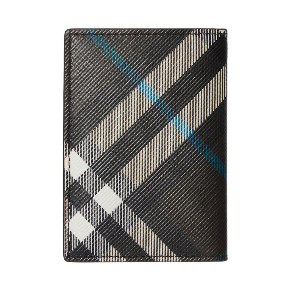 Burberry Checkered Design Double-Fold Fashionable And Versatile Pu Card Holder For Men Black