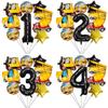 40" Black Number Construction Vehicle Theme Aluminum Foil Balloon Set for Birthday Party Decorations