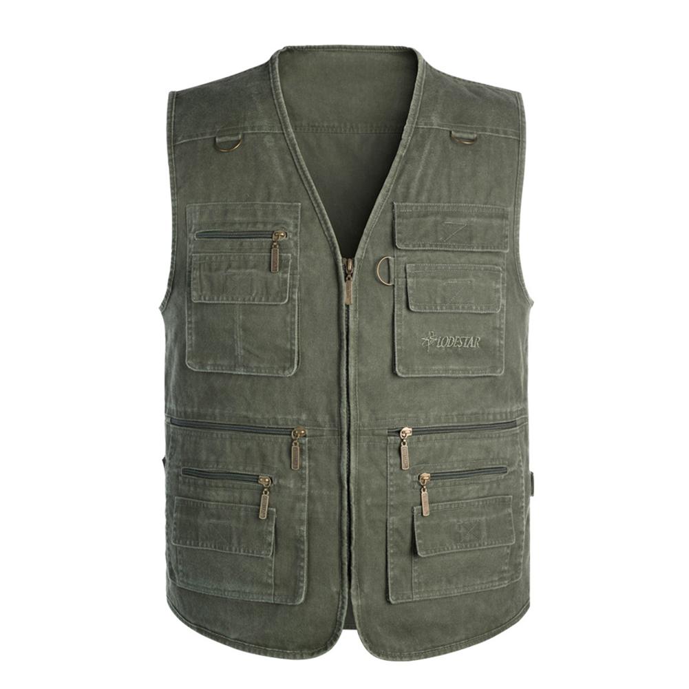 Puntos Men Multi Pocket Waistcoat Plus Size Outdoor Shooting Fishing Hiking Vest Jacket