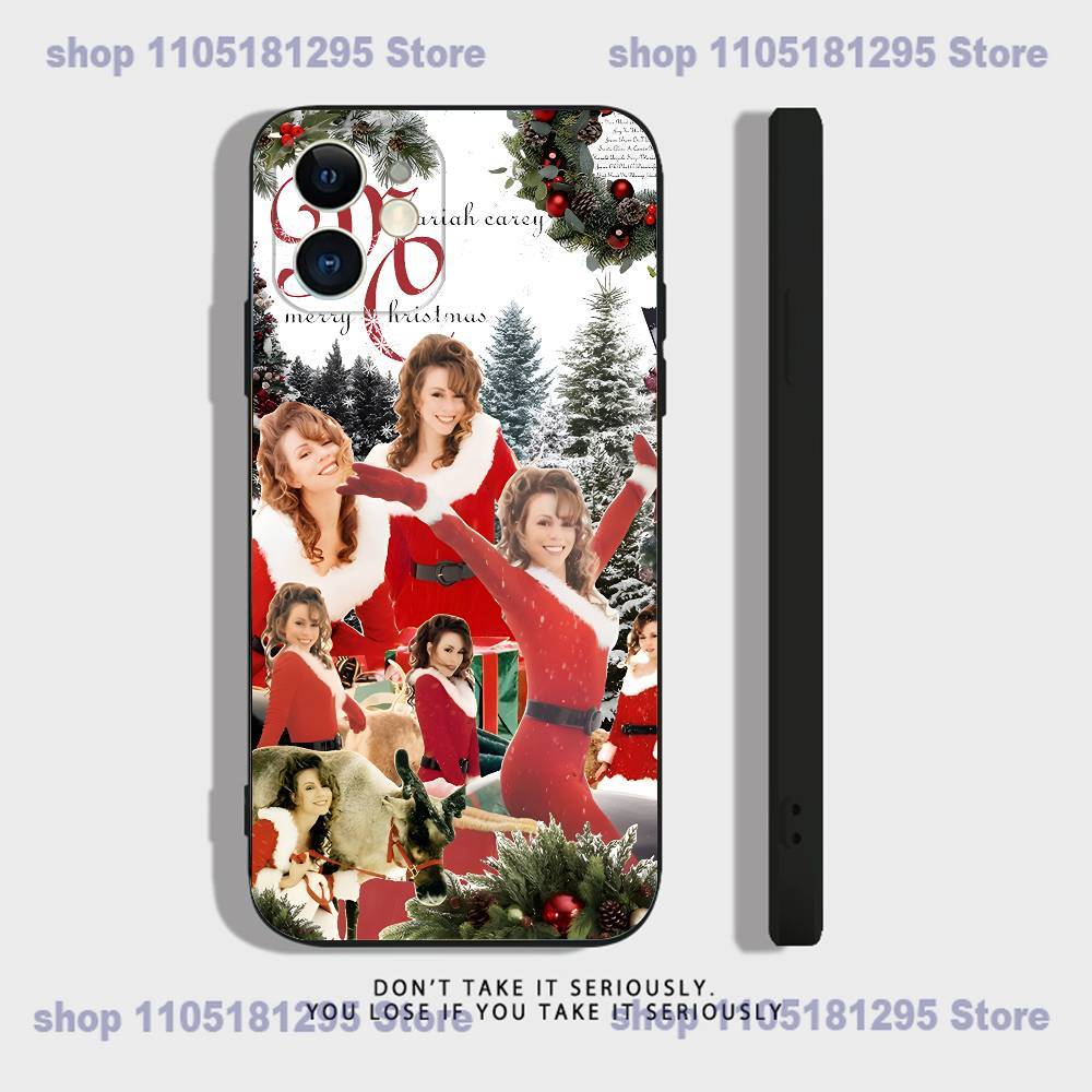 M-Mariah Singer Carey Christmas Phone Case For iPhone 17,16,15,14,13,12,11,X,XR,XS,Plus,Mini,Pro,Max Soft black Shockproof Cover