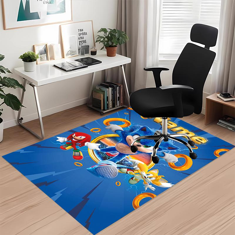 Custom Name Sonic Printed Carpet Rug For Office Chair Living Room Bedroom Kitchen Room Decor Gifts