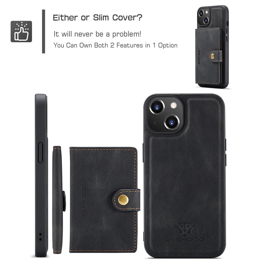 Для iPhone 14 Чехол Кожа+ТПУ Чехол для телефона Магнитный 2-в-1 Съемный