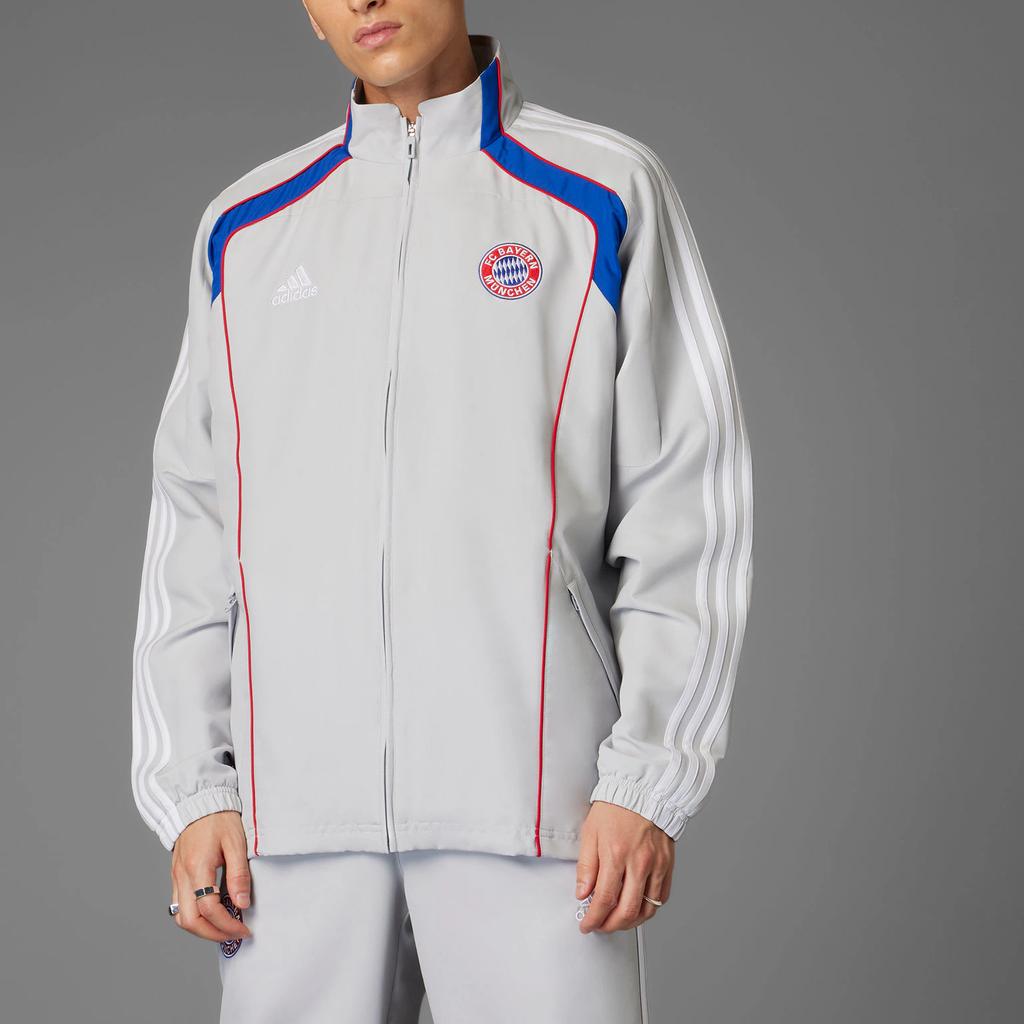 Adidas FC Bayern Track Casual Sports Zip Long Sleeve Jacket Men Jackets Silver Gray JF0592