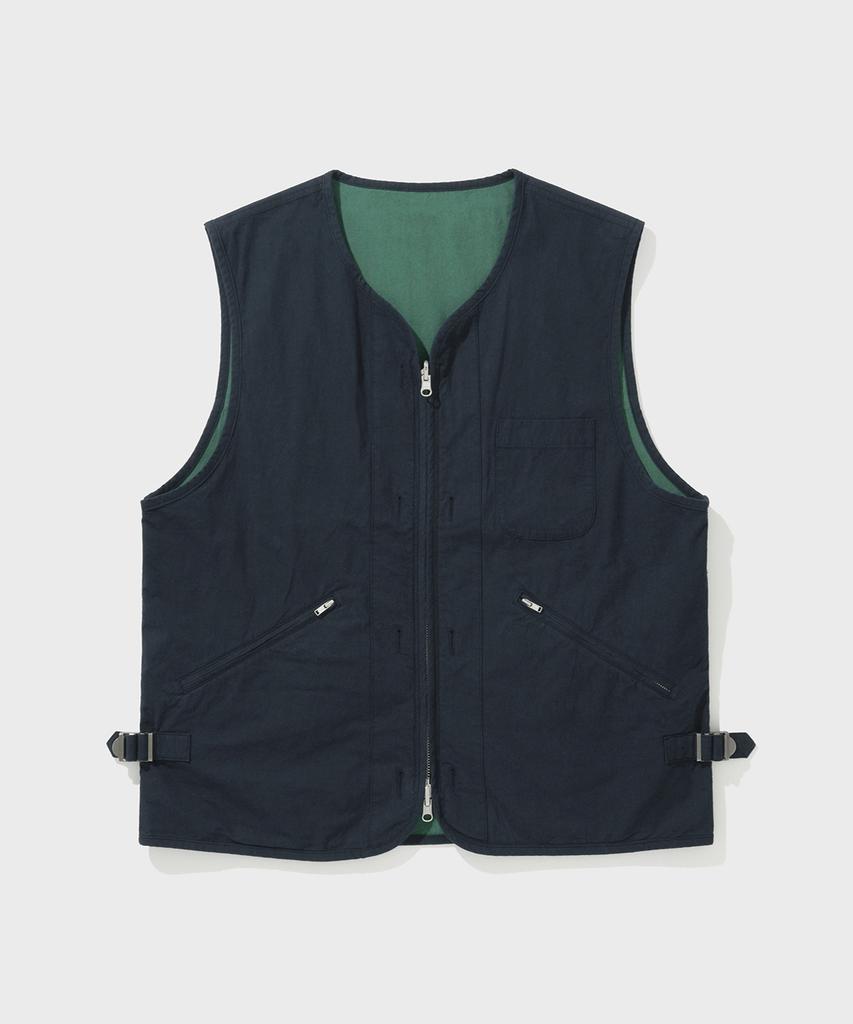 Shirter Brushed Cotton Reversible Vest (Navy Green)