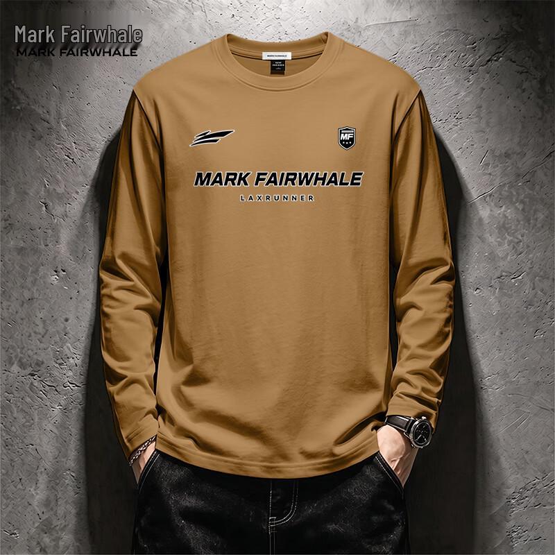 Mark Fairwhale Мужская ретро-футболка с длинным рукавом из плотного чистого хлопка
