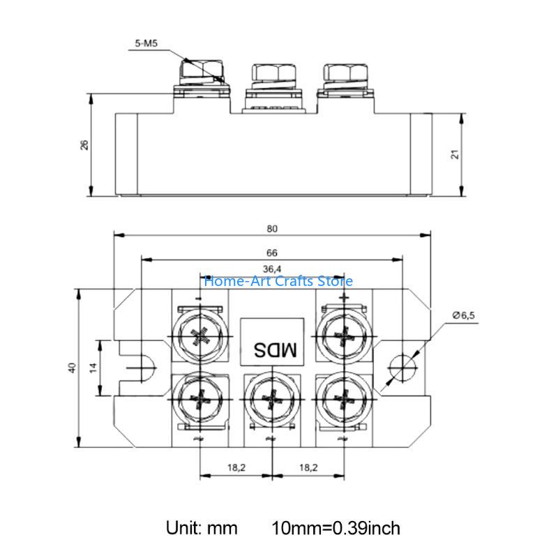 Y3NA Aluminum Metal for Case 3 Phase Diode Bridge Rectifier 3-Phase Diode Bridge Rectifier 100A Amp 1600V Bridge Rectifier Mo