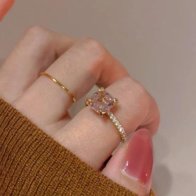 Кольца со стразами розового цвета для женщин, роскошное регулируемое кольцо из циркона, помолвочное, свадебное, вечернее, ювелирное, модное, подарки для девушки