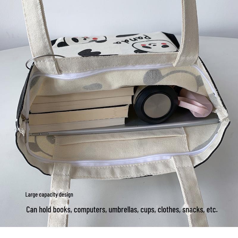 Женская сумка через плечо Panda Canvas — симпатичная, большая вместимость, в японском и корейском стиле для студентов и работы