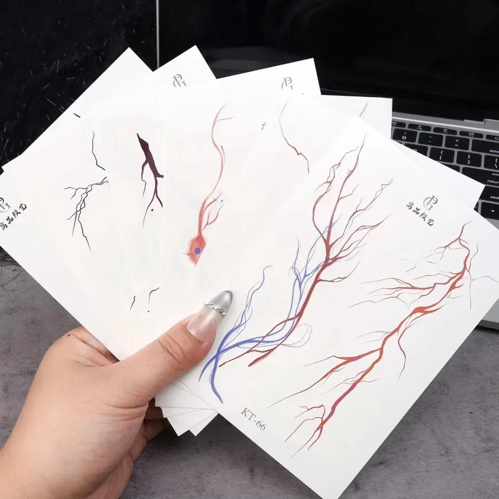 Временные тату-наклейки Vascular Lightning Juice Водонепроницаемые линии Полуперманентное тату кровеносных сосудов Темные татуировки трещин на руке