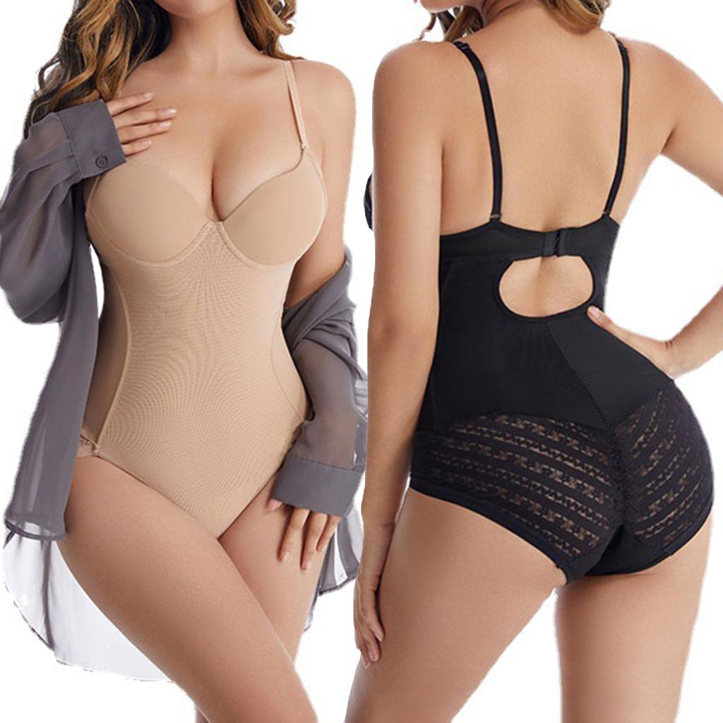 Women's Backless Shapewear Built-in Bra Underwear Tummy Control Bodysuit Butt Lifter Faja Lace Body Shaper  Seamless Camisole Bodysuits