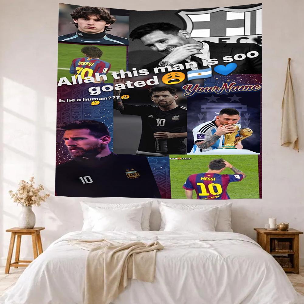 Messi Custom Your Name Wall Decor Tapestry Art For Pet Memorial Birthdaywedding Party Backdrop Family Gift
