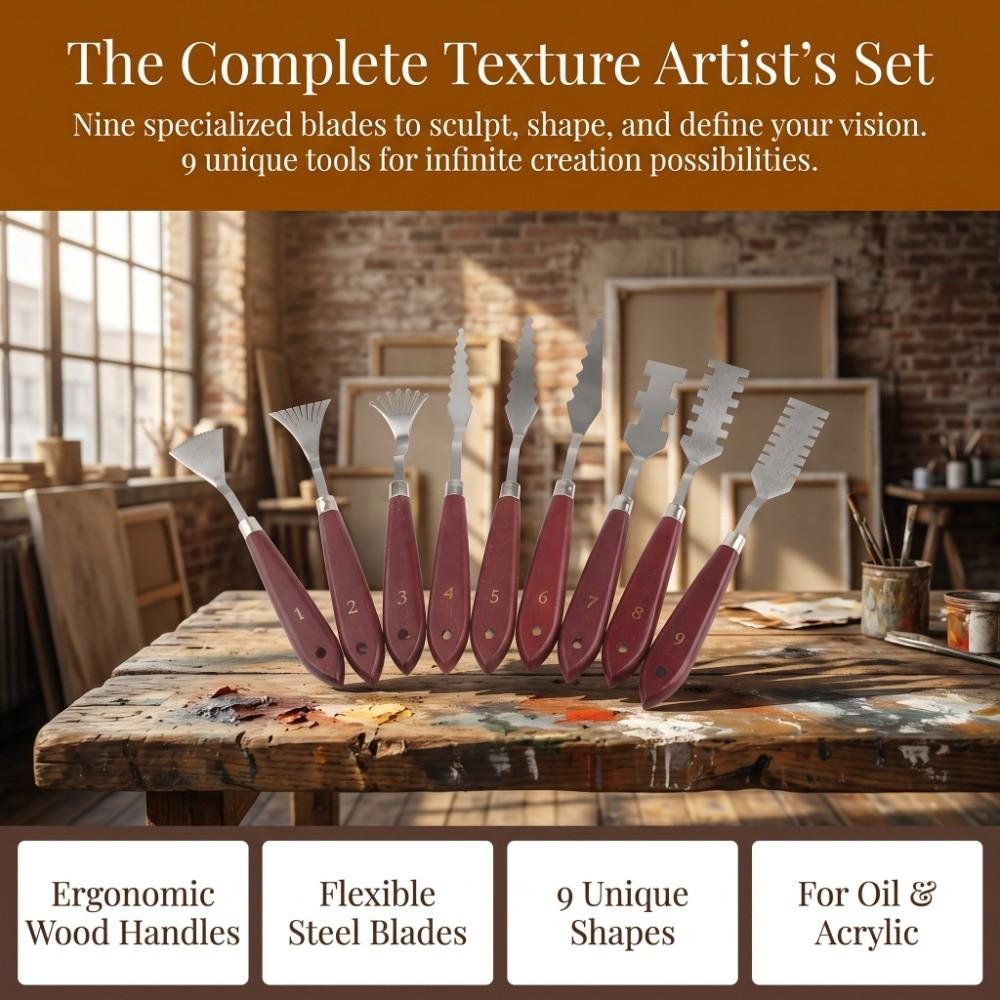 9PCS diversified irregular tips 9pcs irregular painting knife set comfortable handheld grips special shape palette knife