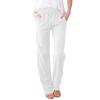 Summer  Solid Color Cotton Linen Drawstring Loose Casual Pants