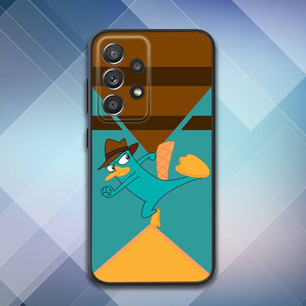 Чехол для телефона Samsung S 25,24,23,22,30,21,10,9,Ultra,Plus,Lite,FE,4,5 G Мягкий P-Perry Мультяшный Утконос Черный Чехол