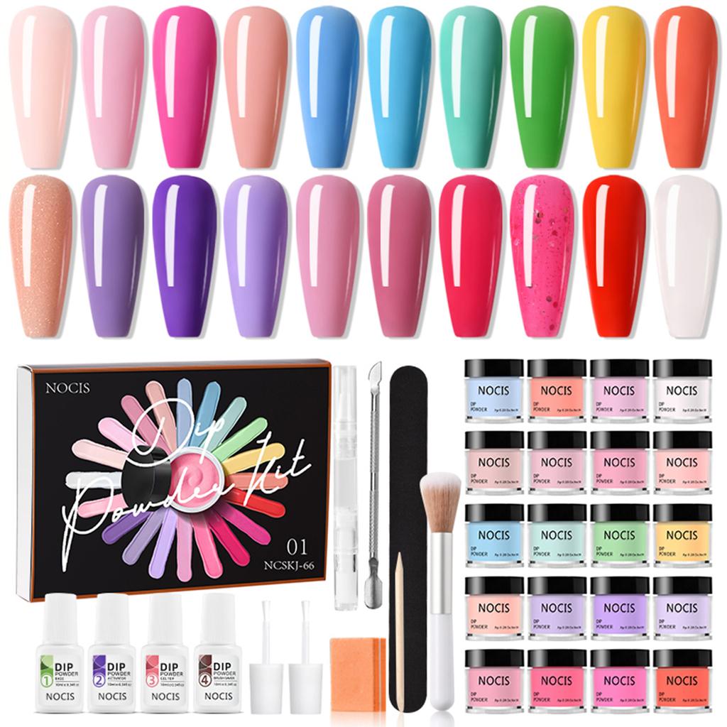 NOCIS 20 Colors Nail Dipping Powder Set Nail Art Dip Powder Starter Kit Fastdrying No UVLED Nail