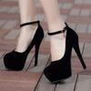 Сексуальные женские туфли на высоком каблуке 2025 года, туфли-лодочки на платформе с ремешком, черные, красные, синие, на каблуке, для танцевальной вечеринки, свадебные туфли, женские, большого размера 45