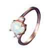 Shein explosion four-claw oval opal edge inlaid with white diamond zircon silver ring female, high-end simple and versatile