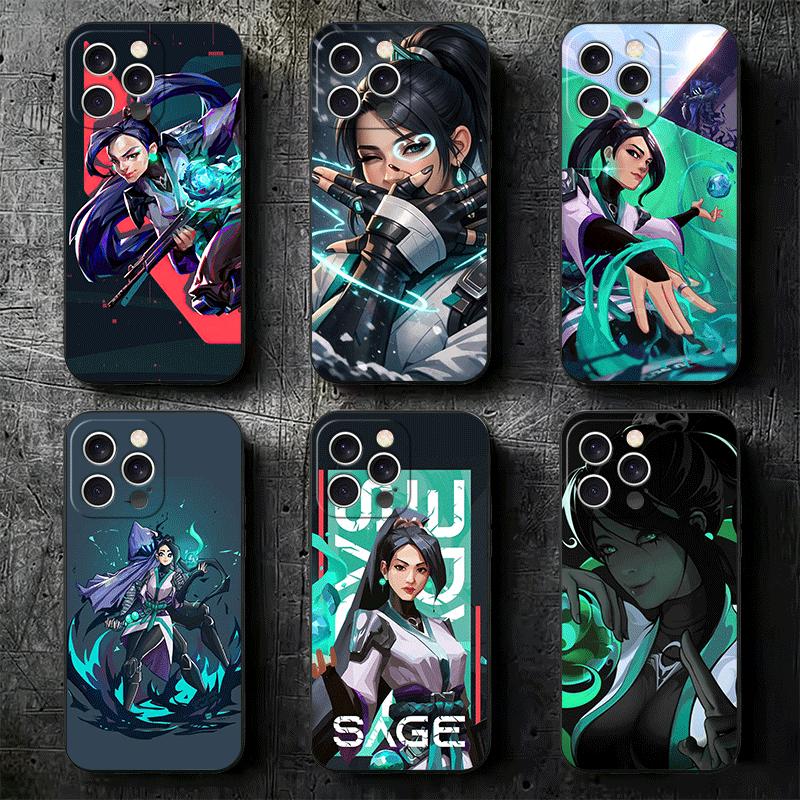 V-Valorant Sage Soft Phone Case for iPhone 16 16E 17 Air 15 Pro Max 14 Plus 13 Mini 11 12 7 Black Cover Back Shell