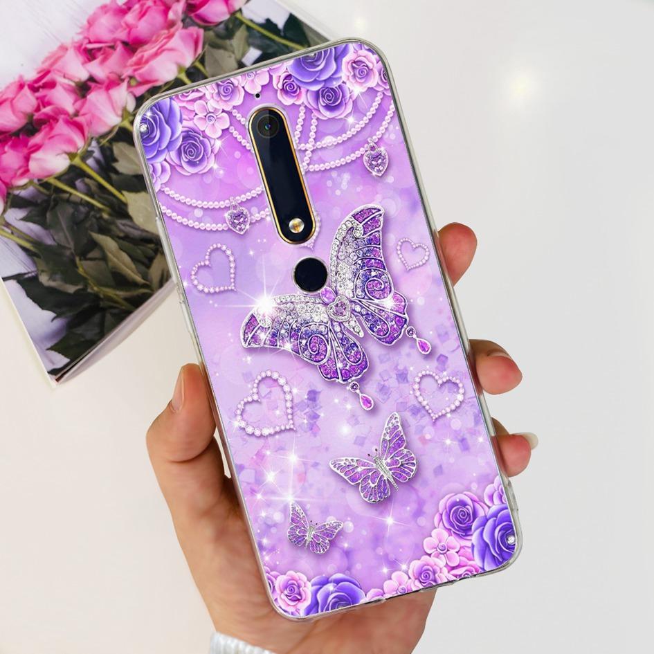 For Nokia 6 2018 Case Fashion Flower Soft Silicone Bumper For Nokia 6.1 Cover TA-1043 TA-1045 TA-1054 TA-1050 TA-1068 Phone Case