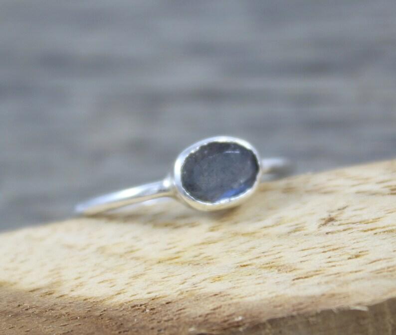 Solid 925 Sterling Silver Labradorite Ring, Gemstone Ring, Stackable Ring, Bezel Ring, Birthstone Ring, Silver Jewelry