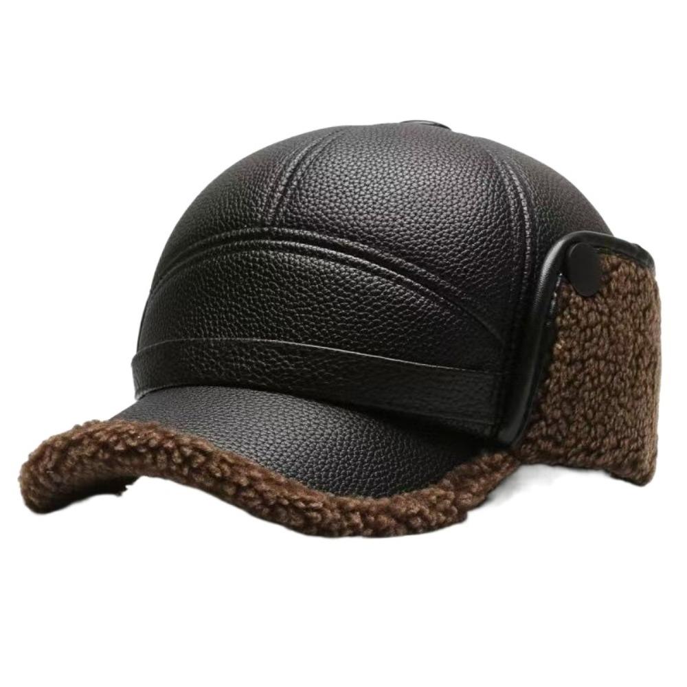 Утолщенная защитная шапка из искусственной кожи, ушанки, модная мужская бейсболка для пожилых людей