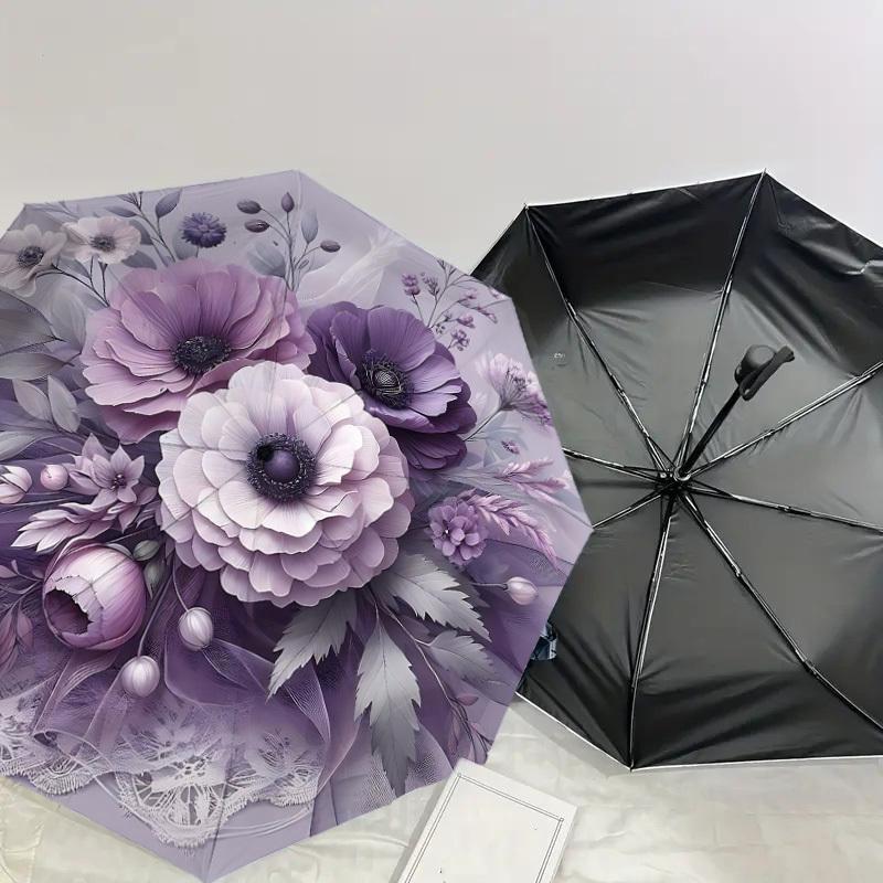 1PC Floral Bouquet Umbrella-8-Rib Reinforced, Automatic Open, Lightweight & Durable, Cute Fashion Accessory for Outdoor-F2674