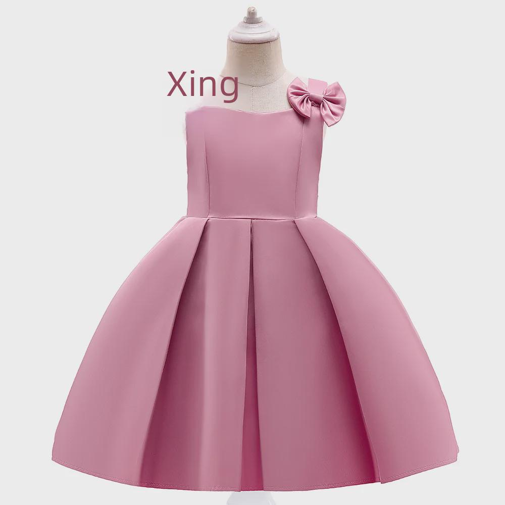 Атласное платье принцессы для девочек в европейском и американском стиле - наряд для дефиле и игры на фортепиано в честь Дня защиты детей
