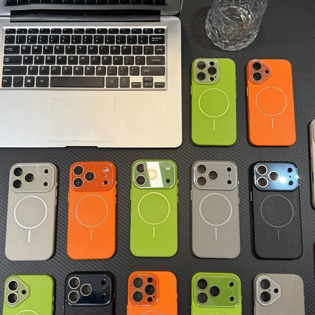 New Leather Texture Magnetic Phone Case for Apple 17PROMAX Fully Bonded Small Fresh Creative Japanese and Korean Magnetic Case