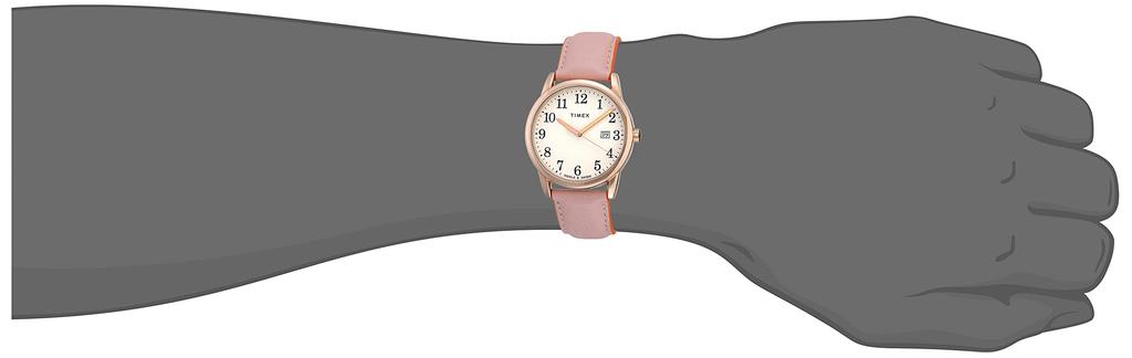Timex Men's Easyreader Leather Strap 38mm Watch In Blush/Orange