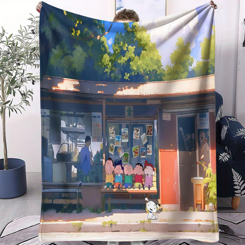 Crayon Shinchan Anime Style Blanket Soft Comfortable All Season Skin Friendly For Bedroom Dorm Sofa Office Car Nap Kids Gift