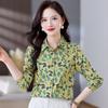 Женская блузка из шифона с принтом, с длинным рукавом, осенняя новинка, повседневная, с темпераментом, универсальная, с цветочным принтом