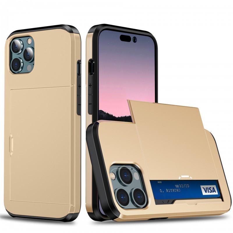 Ударопрочный силиконовый чехол для телефона с карманом для карты IPhone 14 Pro Max Раздвижная конструкция Легкая защитная крышка