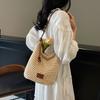 Holiday Knitted Bag Women's 2025 Summer New Commuter Shoulder Messenger Bag Hollow Woven Bucket Bag