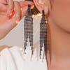Темпераментные Роскошные Супер Блестящие Серьги со Стразами Длинные Серьги с Бахромой